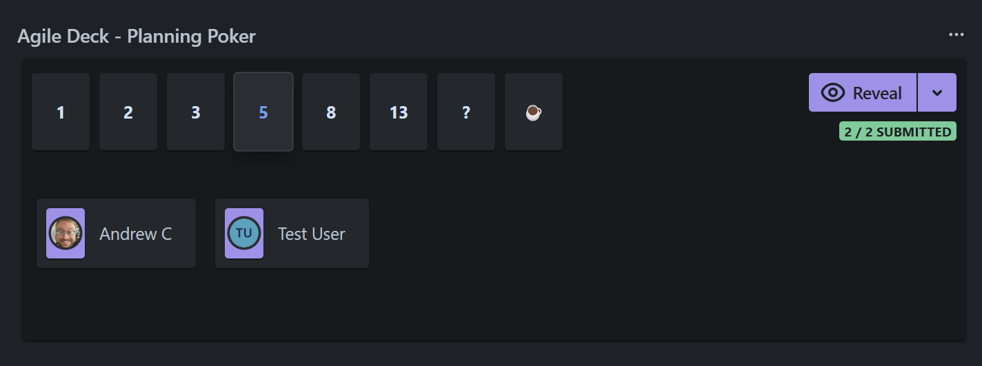 Screenshot of Planning Poker in action