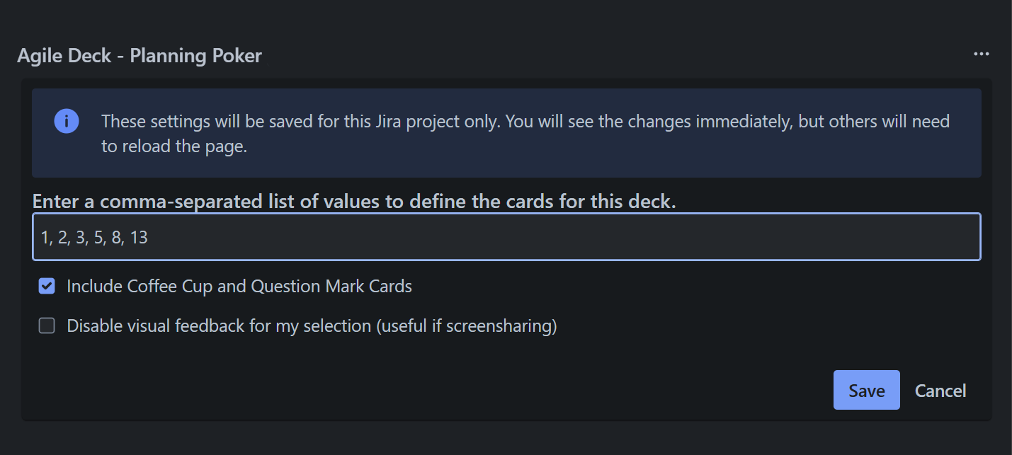 Screenshot of Planning Poker in action